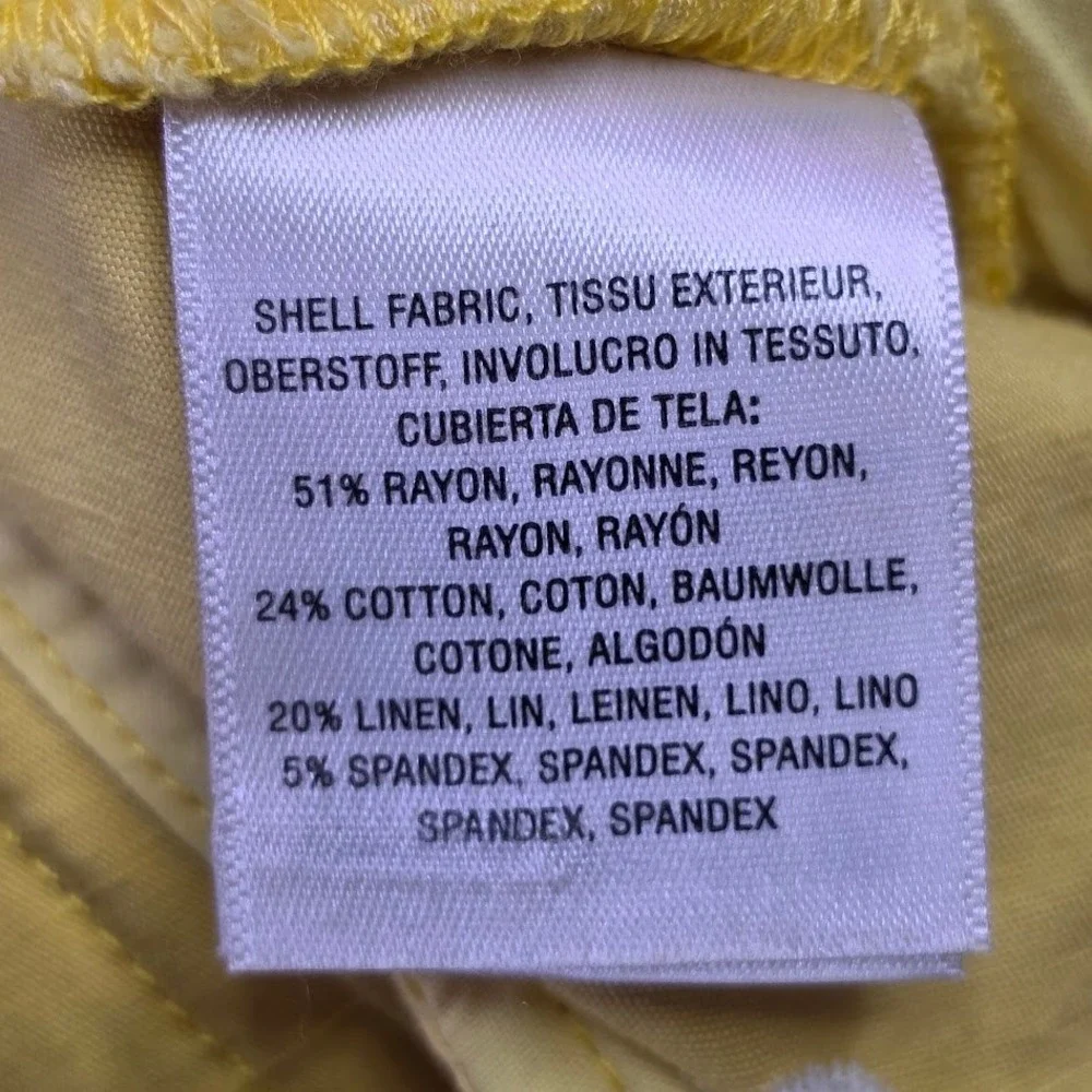 Anthropologie Women's 0 Wide Leg Cropped Pants Yellow Belted High Rise‎ Pleated
